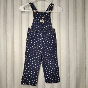 OshKosh B'gosh Denim Overalls with Cream Heart Pattern VESTBAK